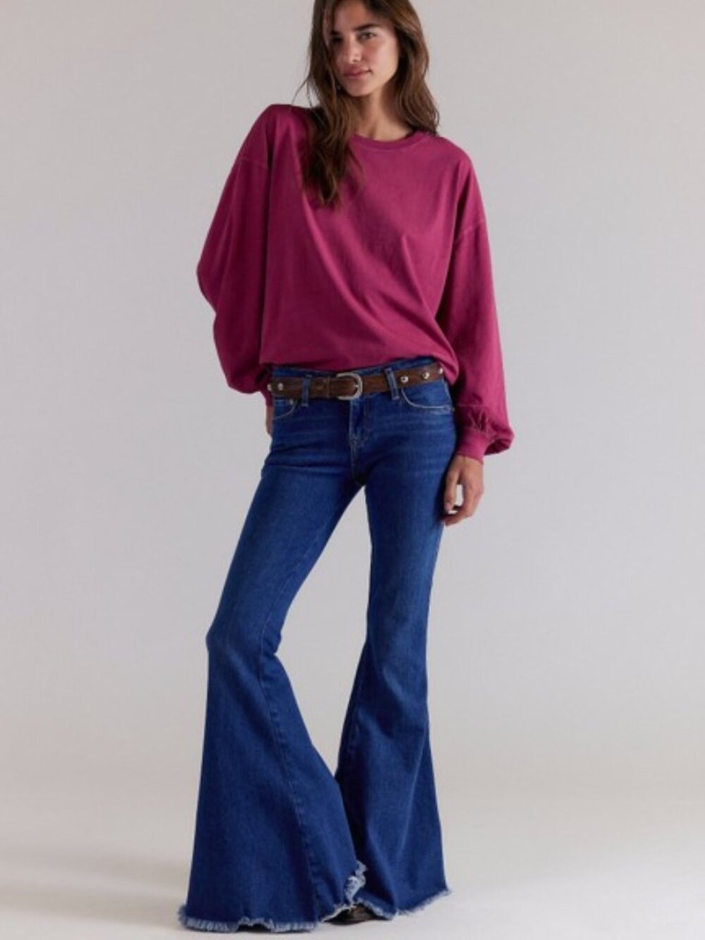FREE PEOPLE WE THE FREE Emre Low Rise Flare Jeans Daisy Blue Size 25 NWT